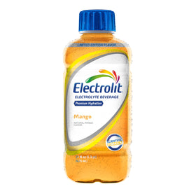 Electrolit Mango bottle side display, easy daily hydration.