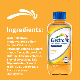 Electrolit Mango 12-pack on shelf for family hydration.