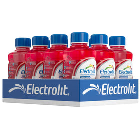 Electrolit Strawberry bottle being poured for quick hydration after workouts.