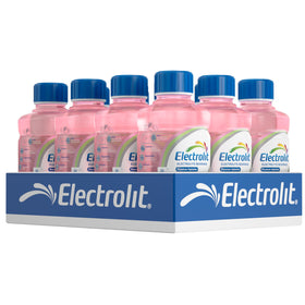 Electrolit Strawberry-Kiwi bottle pack 12 front view for active hydration.
