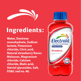 Electrolit Strawberry pack of 12 bottles on display.