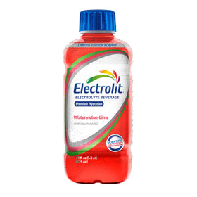 Electrolit Watermelon-Lime bottle on ice for post-workout refreshment.