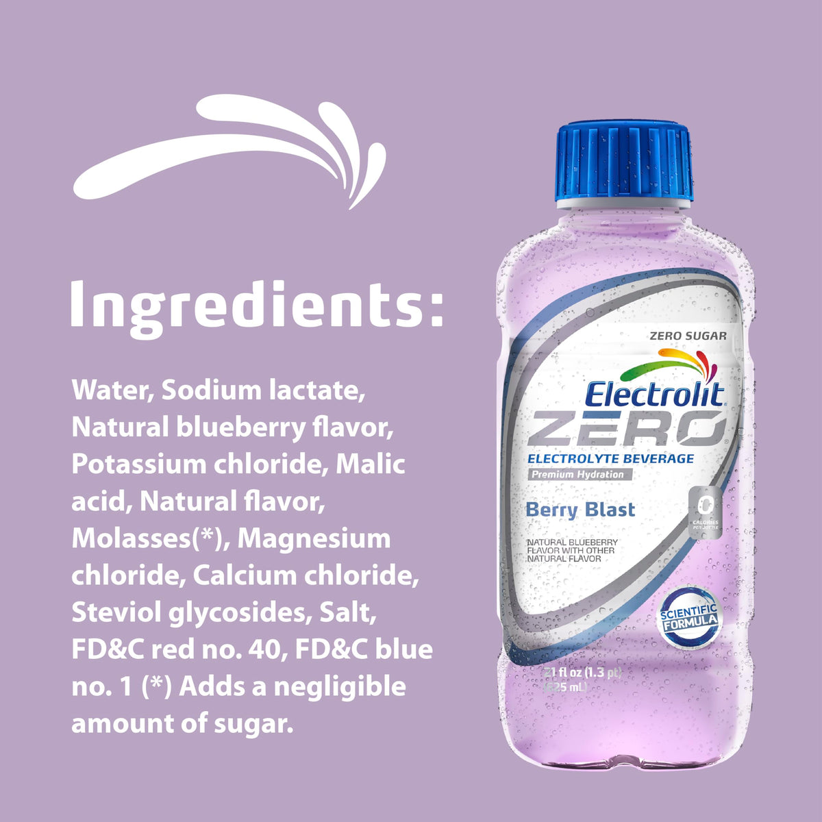 Electrolit Zero Berry Blast shelf with science-backed electrolyte icons