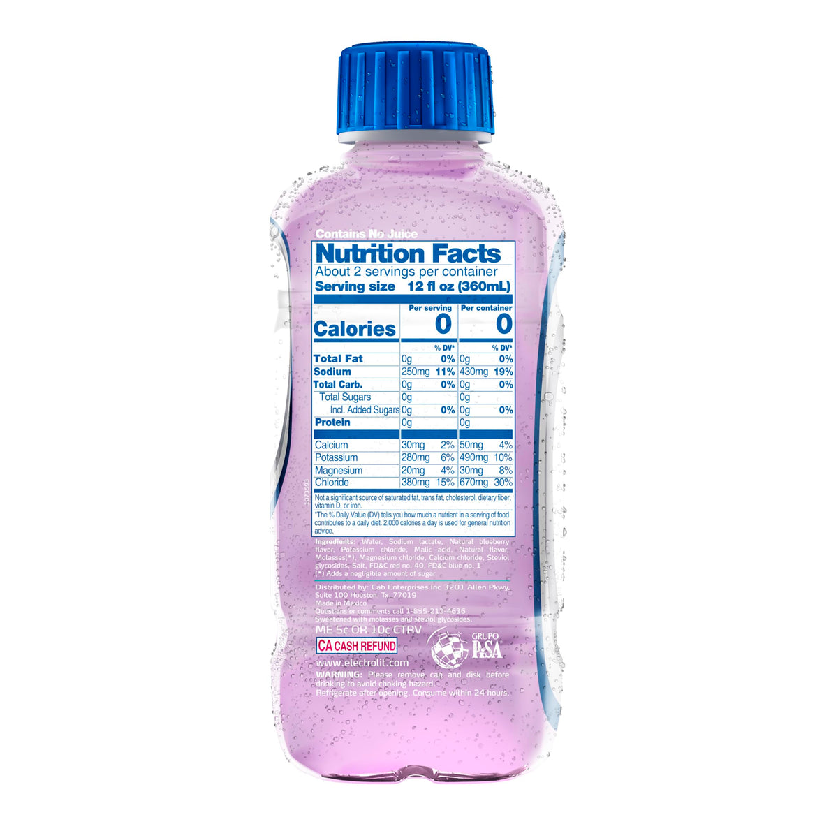 Electrolit Zero Berry Blast label close-up highlighting flavor and electrolytes