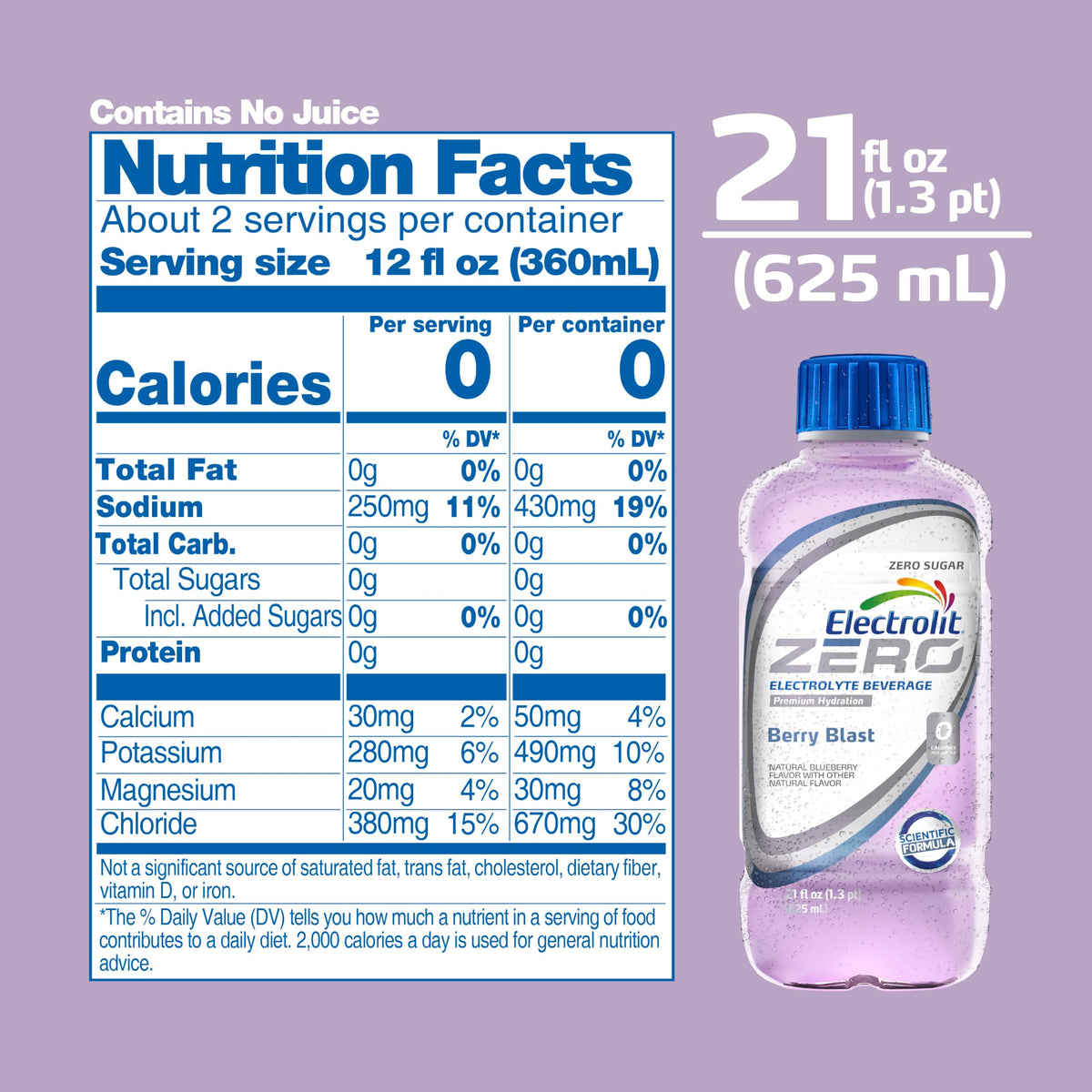 Electrolit Zero Berry Blast pack of 12 bottles for daily hydration