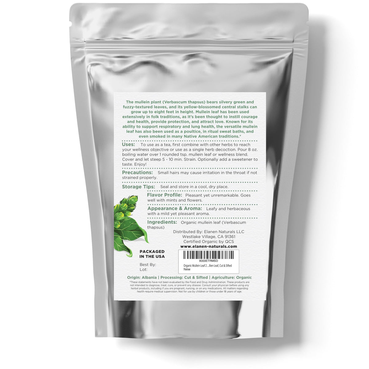 Elanen Naturals resealable BPA-free packaging preserves freshness.