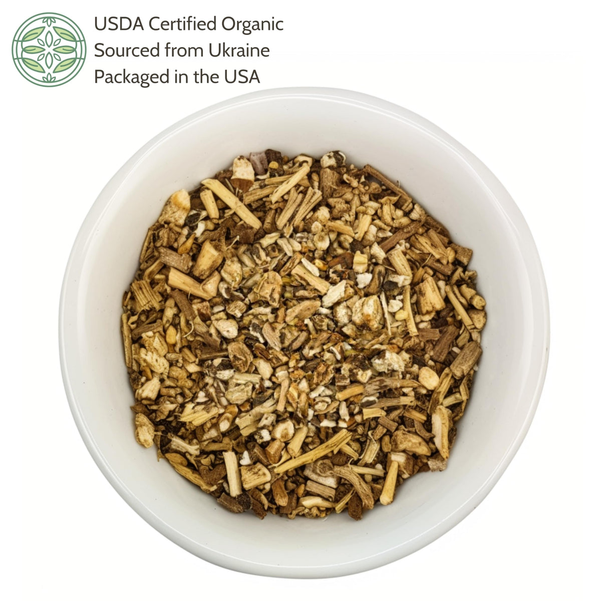 Elanen Naturals Dandelion Root Cut & Sifted Bulk ready for tea blends and wellness routines.