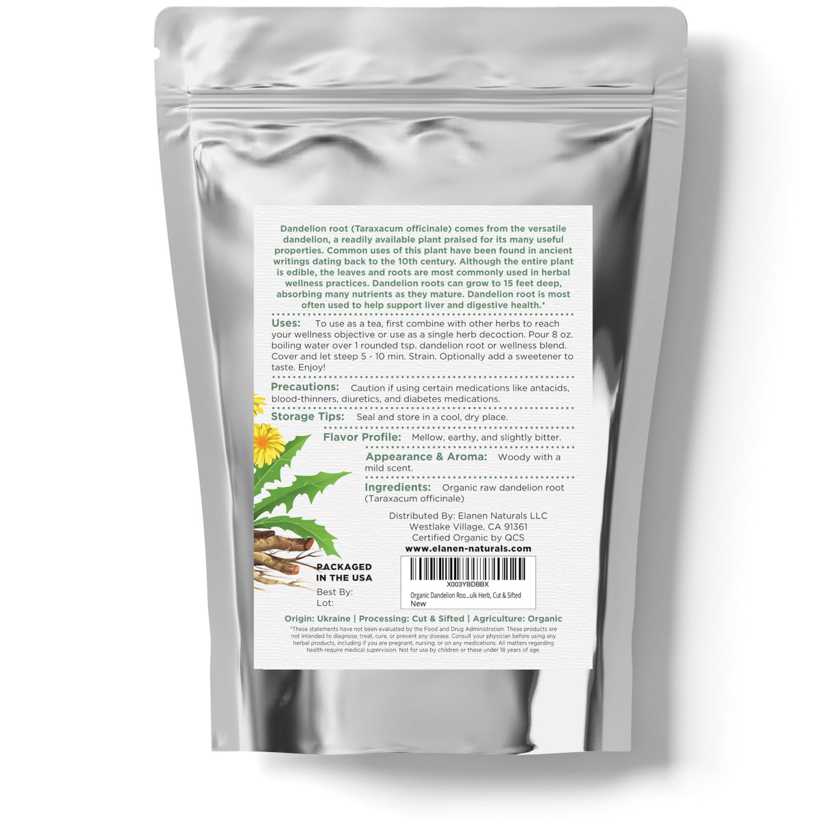 Elanen Naturals dandelion root sample undergoing lab analysis for quality.