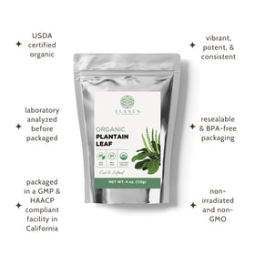 Elanen Naturals BPA-free packaging keeps the plantain leaf fresh.
