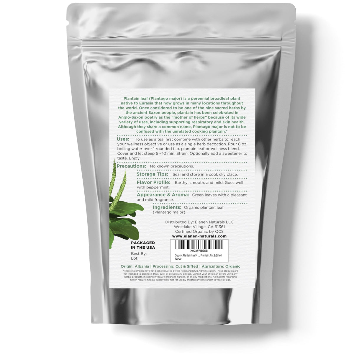Elanen Naturals California facility packaging reflects GMP HACCP compliance.