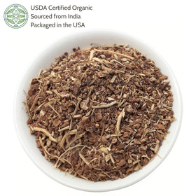 Cut and sifted sarsaparilla root from Elanen Naturals for easy brewing.