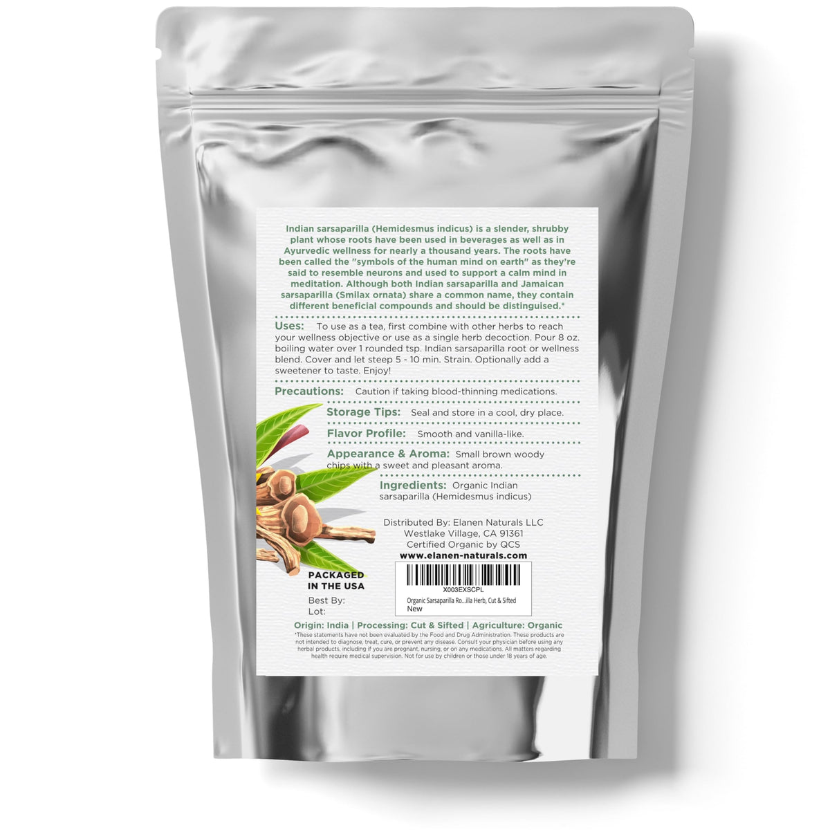 Elanen Naturals dried root close-up reveals woody texture.
