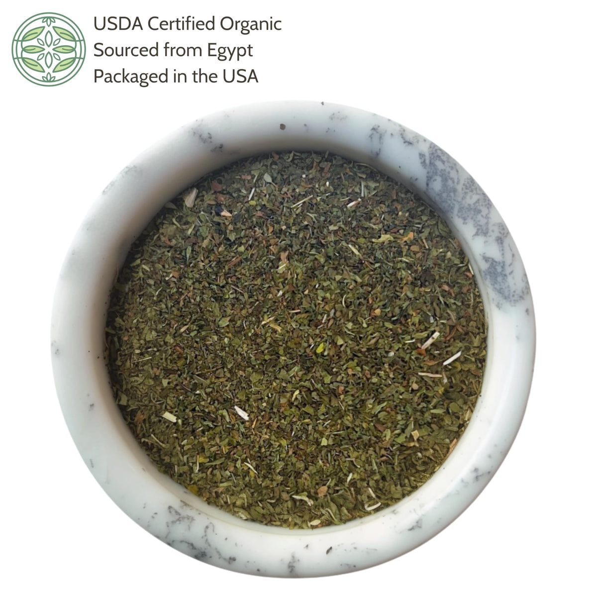 Elanen Naturals Mentha Spicata dried mint close-up highlights bright, cooling aroma