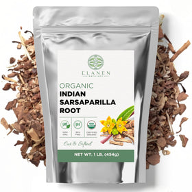 Elanen Naturals organic sarsaparilla root 1 lb for tea and blends.