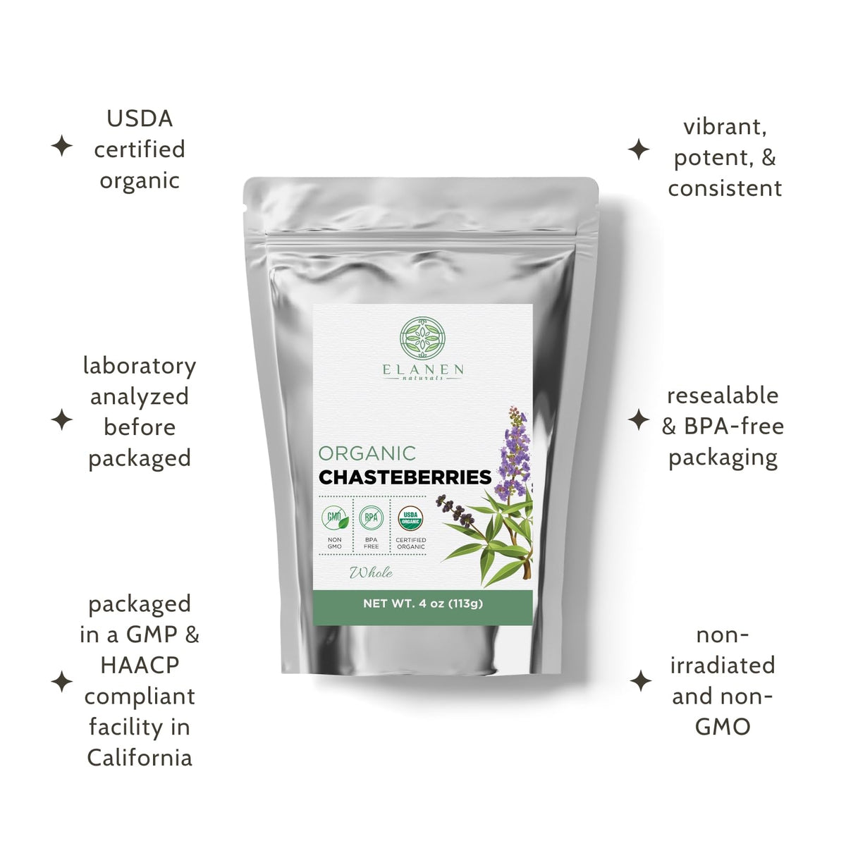 Elanen Naturals Bulk chasteberry packaging for everyday tea