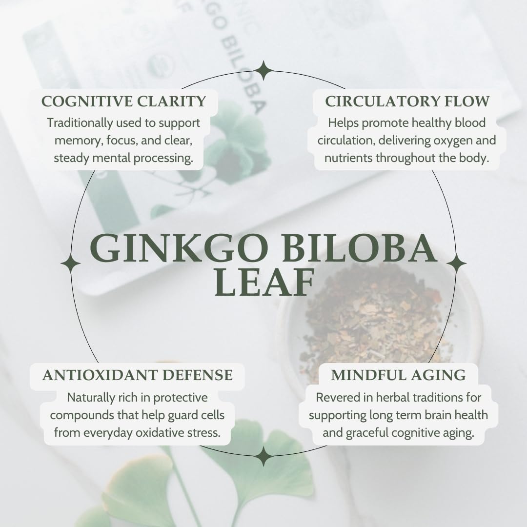 Close-up of dried ginkgo biloba leaves from Elanen Naturals for tea.