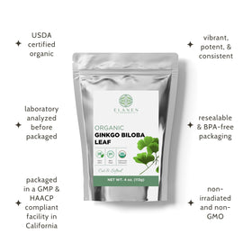 Elanen Naturals organic ginkgo leaves ideal for a mild green infusion.