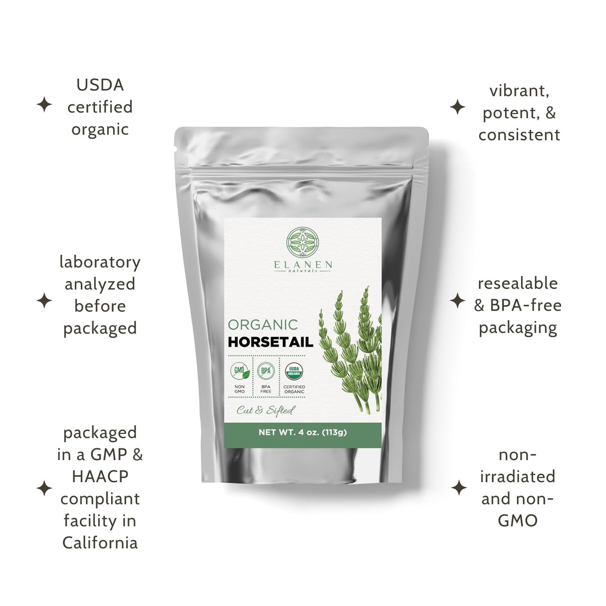 Elanen Naturals organic horsetail herb from Albania