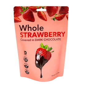 Elephant Park dark chocolate covered strawberries in a 7 oz bag for gifting and sharing.