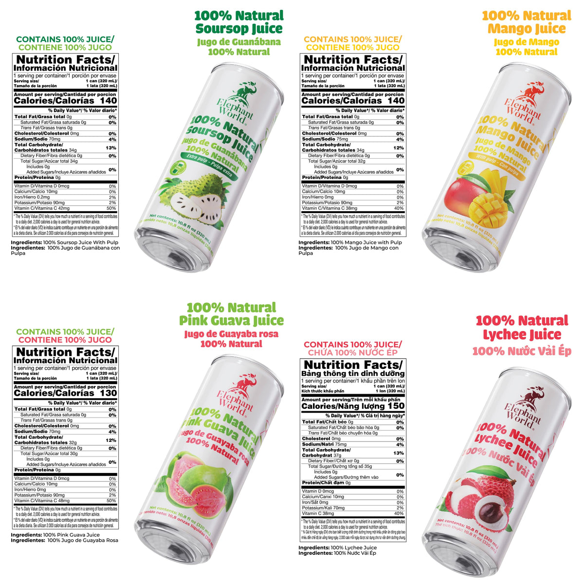 ELEPHANT WORLD Non-GMO juice offers a fat-free, gluten-free option