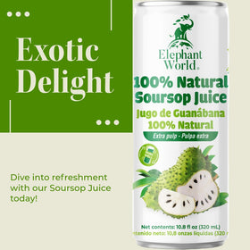 Elephant World soursop juice label natural closeup emphasizes purity