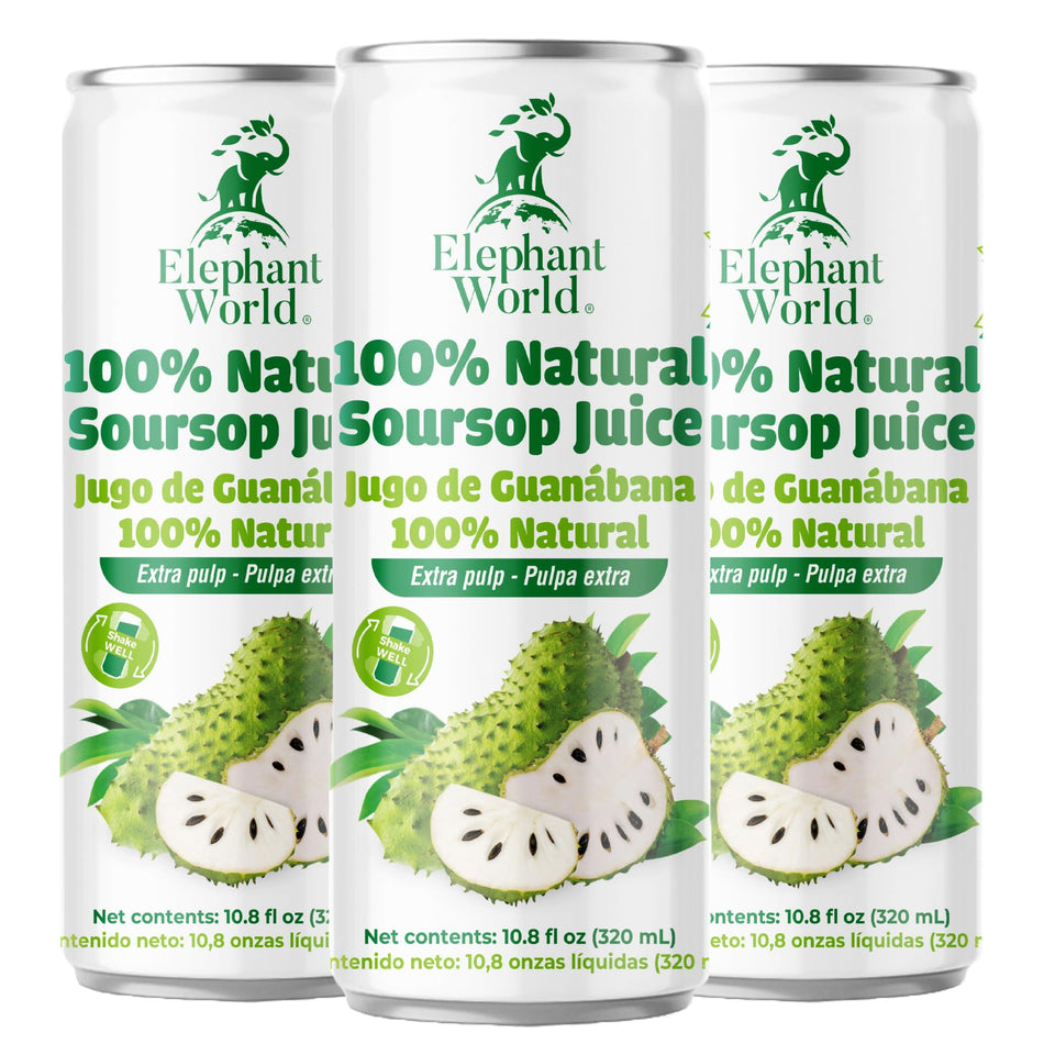 Elephant World soursop juice pack-12 display showing 12 bottles ready to share
