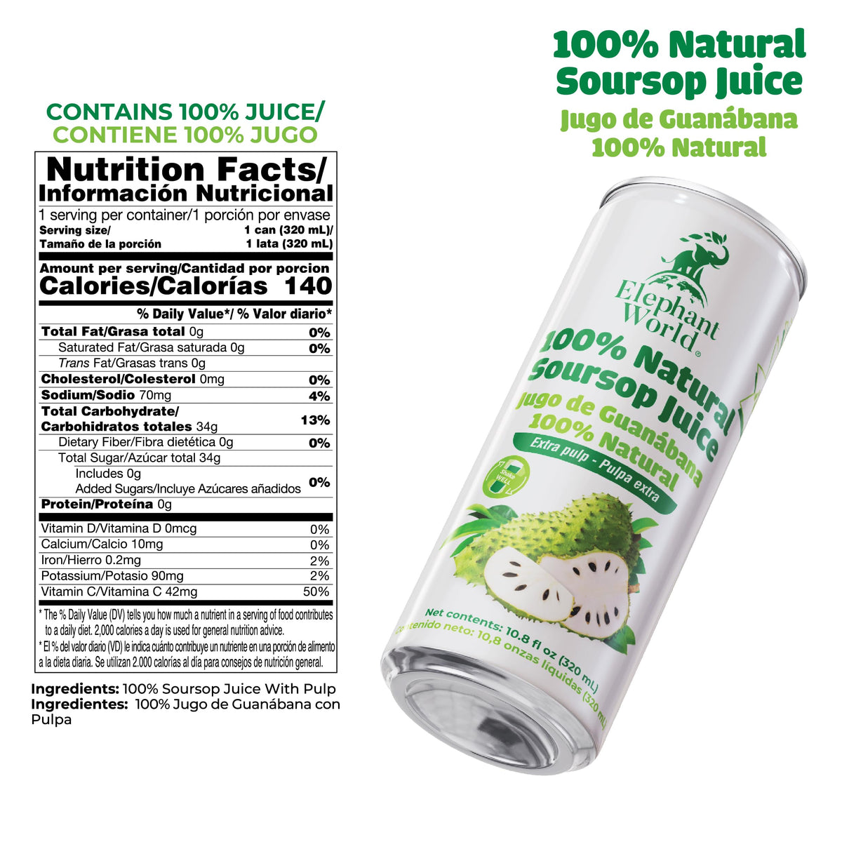 Elephant World soursop pulp-closeup — real fruit pulps deliver rich texture.