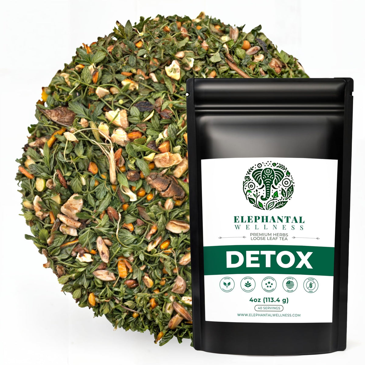 Elephantal Wellness detox tea loose-leaf bulk ready for daily steeping and ritual use
