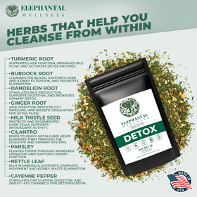 Elephantal Wellness Detox Tea steeping in a cup with aroma rising