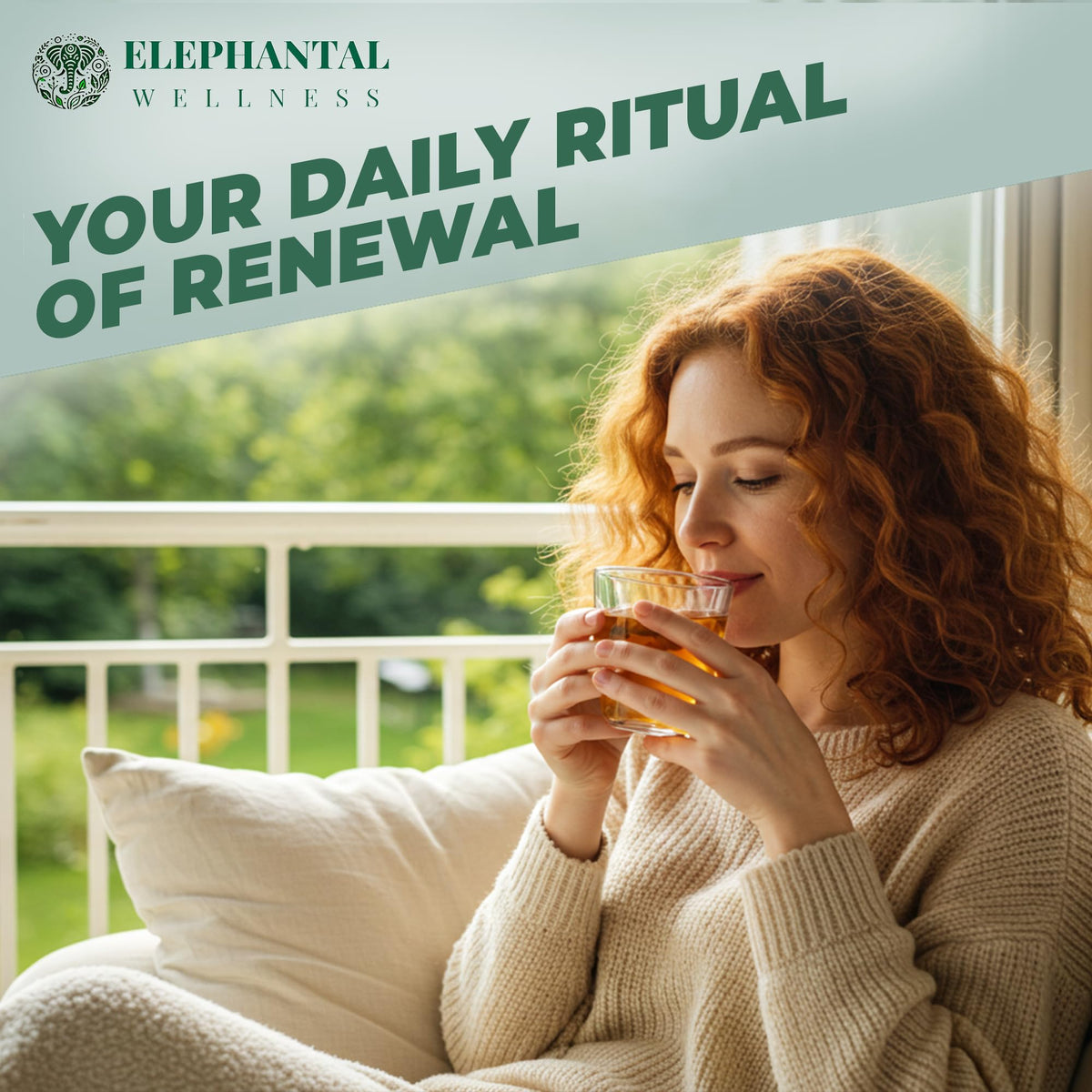 Elephantal Wellness Detox Tea kettle steam over a brewed cup