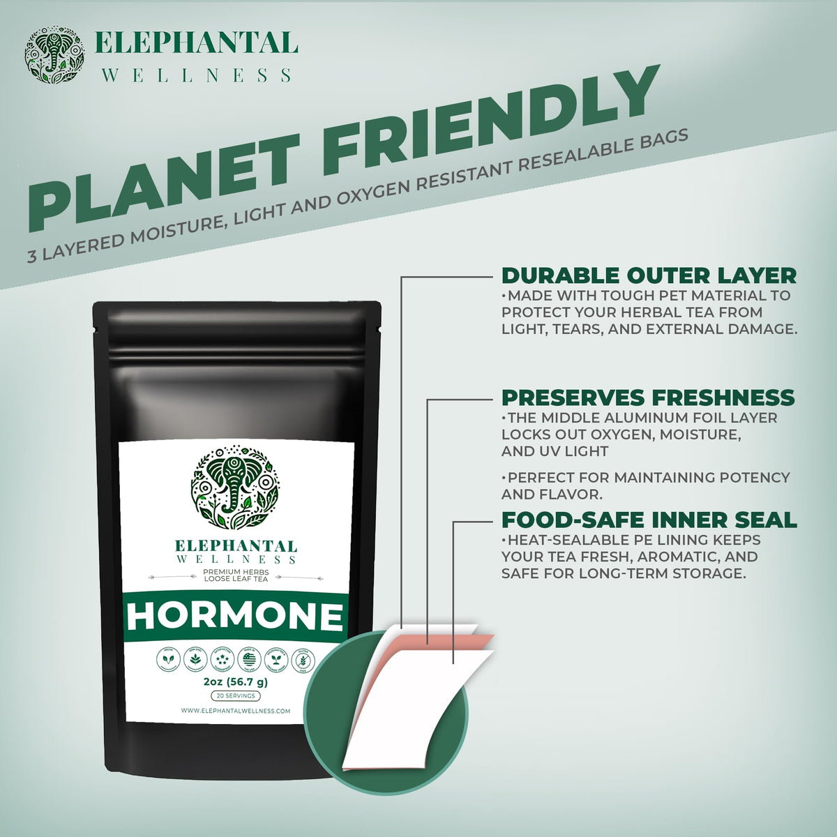 Elephantal Wellness liver detox herbs sachet closeup for detox-friendly routine