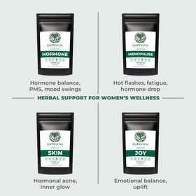 Elephantal Wellness loose leaf tea ritual with cup and leaves
