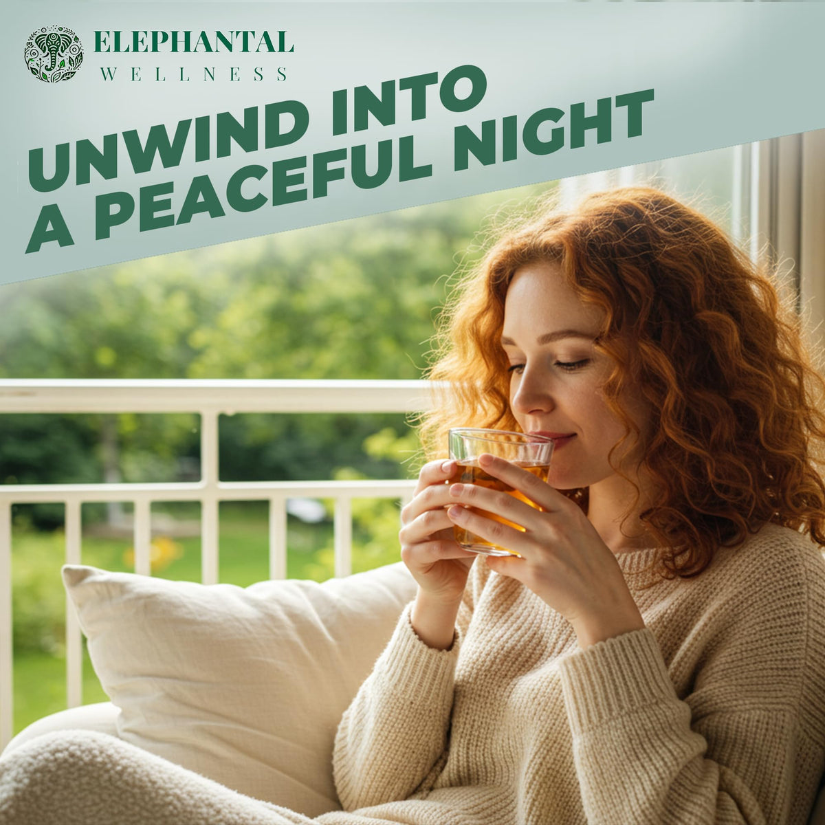 Elephantal Wellness Premium Sleep Tea aromatic-lavender-hops promote relaxation.