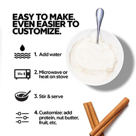 Elev8 Creamy Rice Apple Pie powder scoop demonstrates easy measuring.