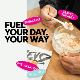 Elev8 Creamy Rice blueberry muffin ingredients close up reveals natural flavor hints.