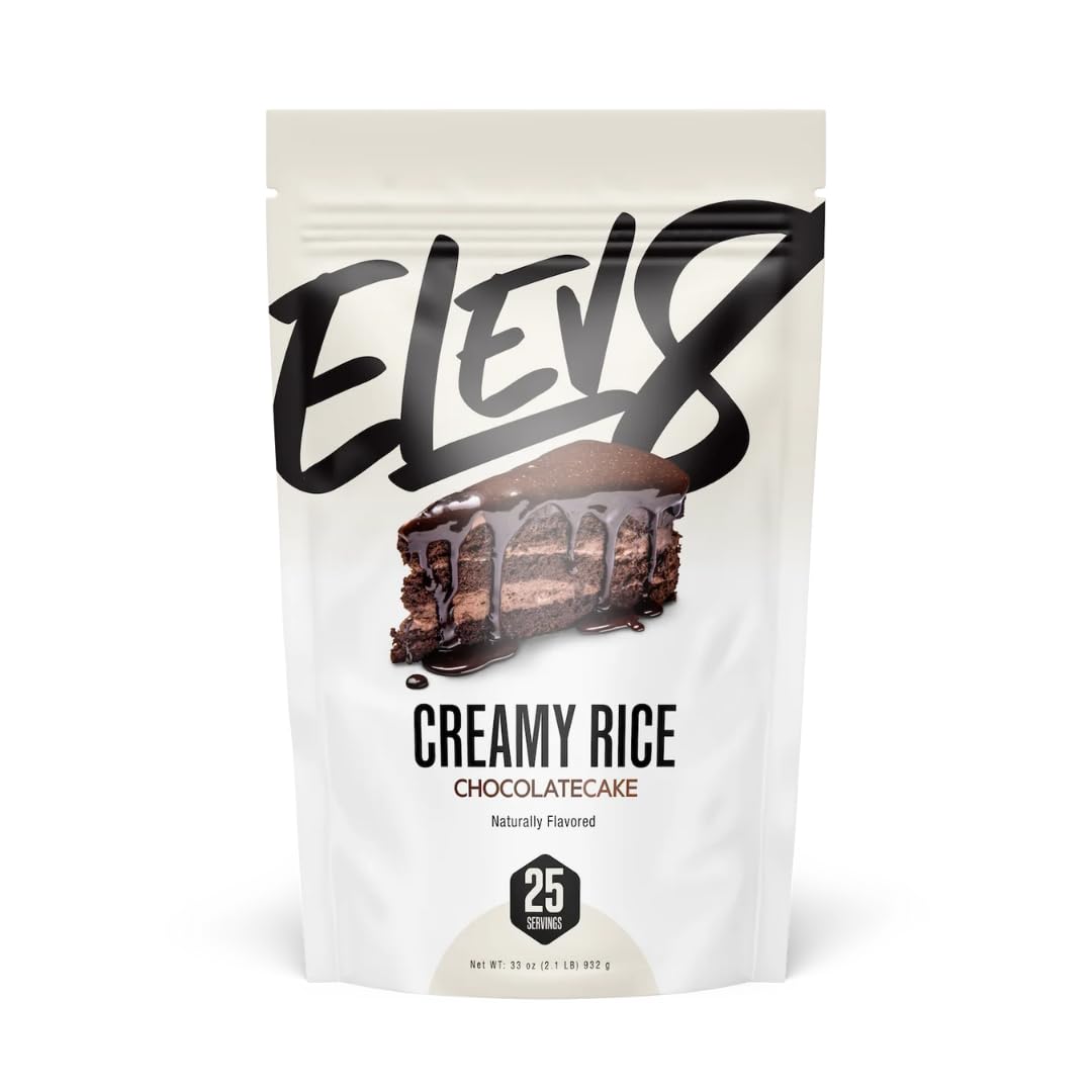 Elev8 Creamy Rice Chocolate Cake packaging shows convenient, macro-friendly fuel.