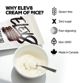 Elev8 Creamy Rice Chocolate Cake spoon dip shows smooth texture and indulgent aroma.