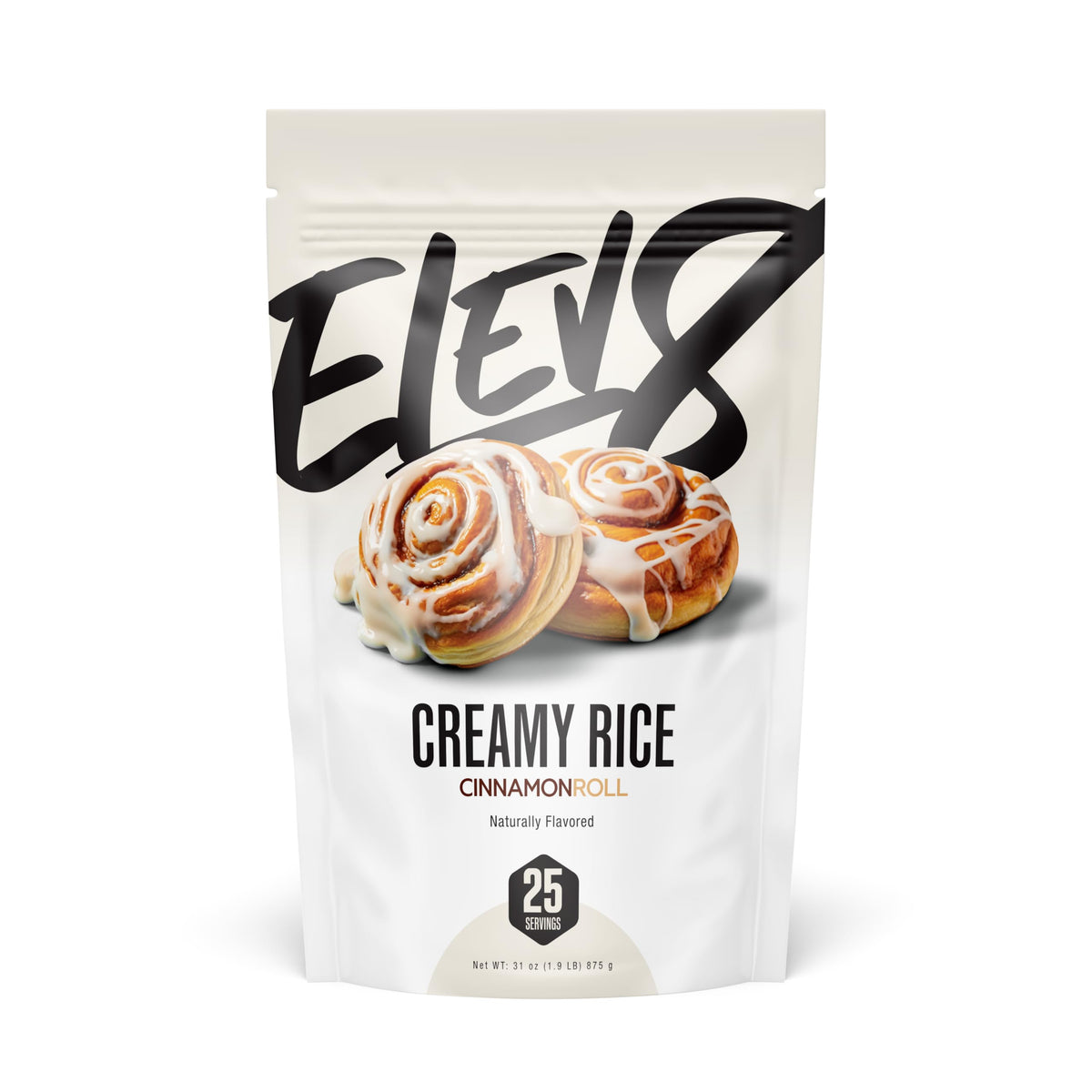 Elev8 Creamy Rice Cinnamon Roll pour fuels busy mornings with quick, clean carbs.