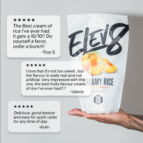 Elev8 Creamy Rice Georgia Peach flavor notes highlighting peach aroma