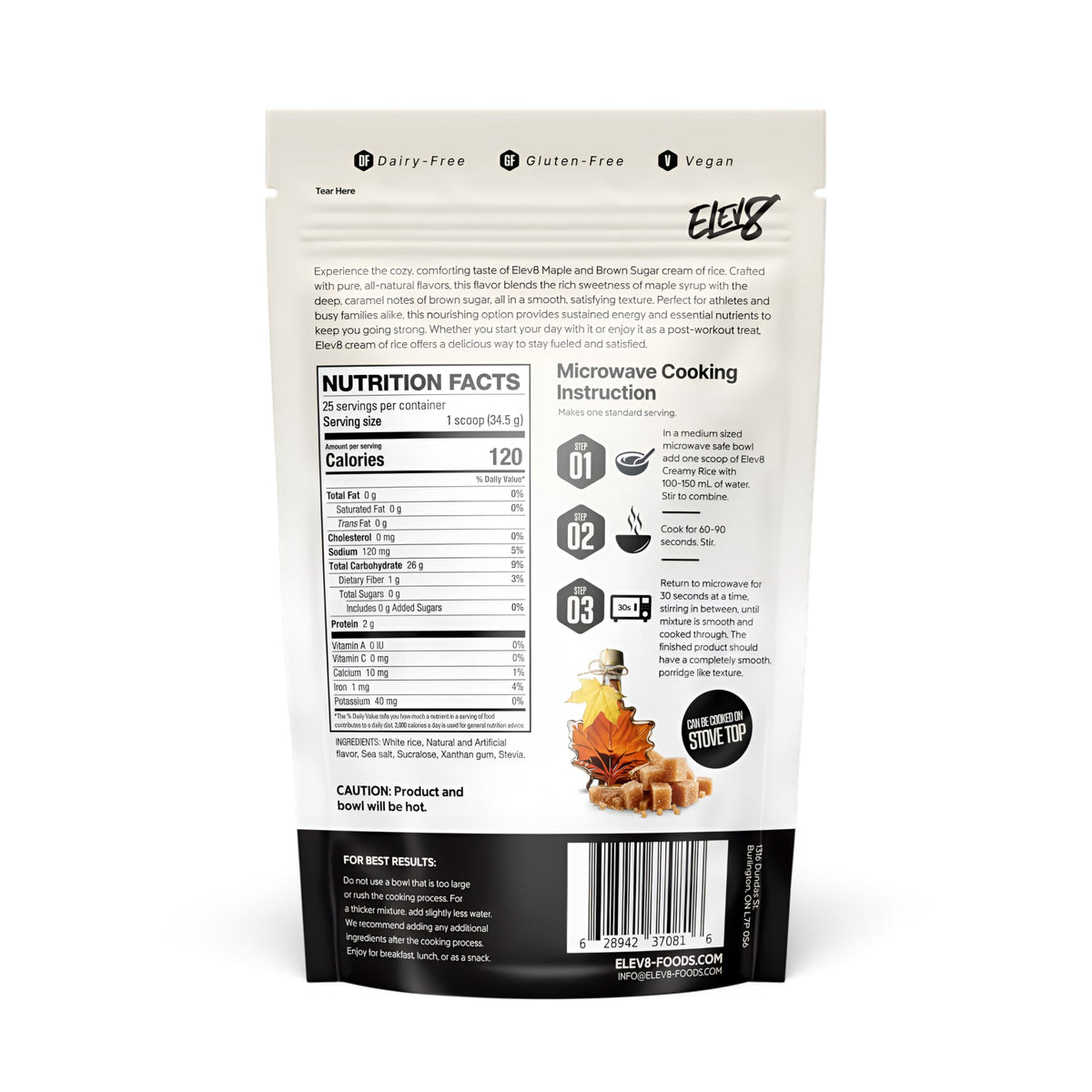 Elev8 Creamy Rice bowl featuring maple and brown sugar flavor, creamy texture