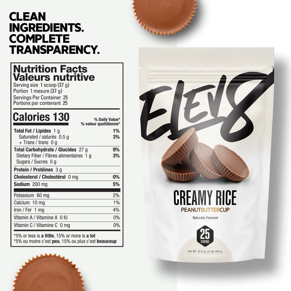 Elev8 Creamy Rice Peanut Butter Cup pours into a bowl for busy mornings.