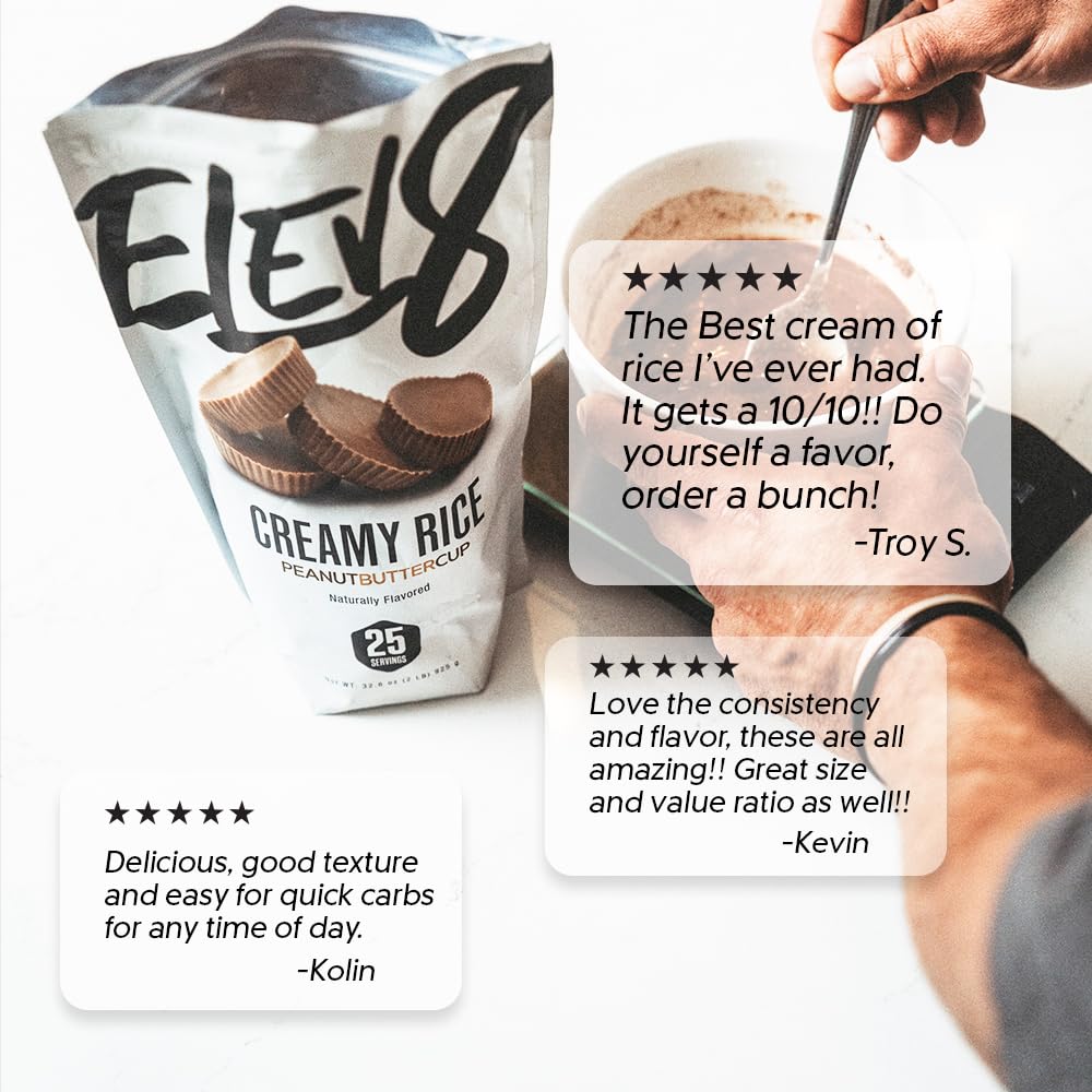 Elev8 Creamy Rice served with toppings ideas for versatile meals.