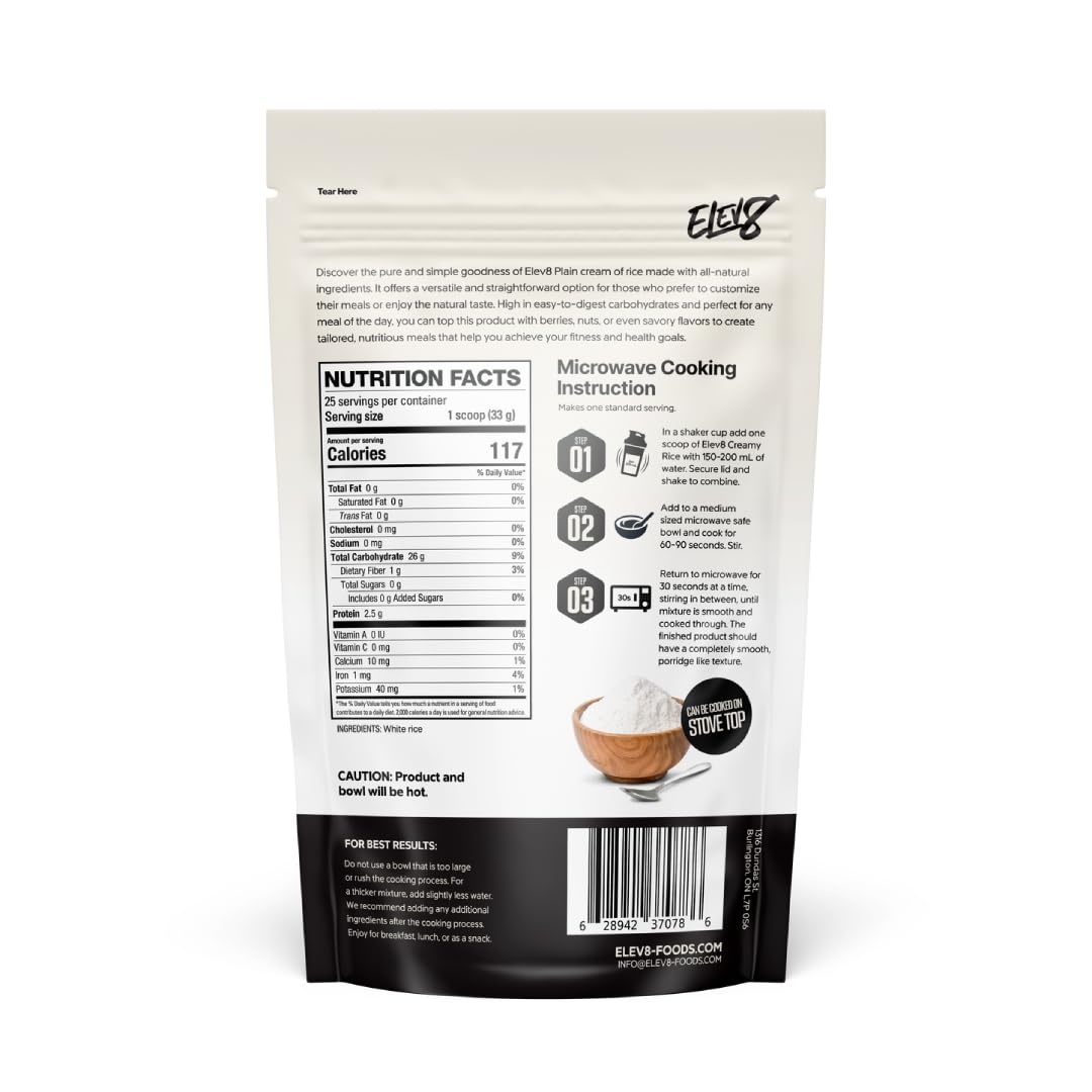 Elev8 Creamy Rice Plain pour image ideal for fast, macro-friendly breakfasts