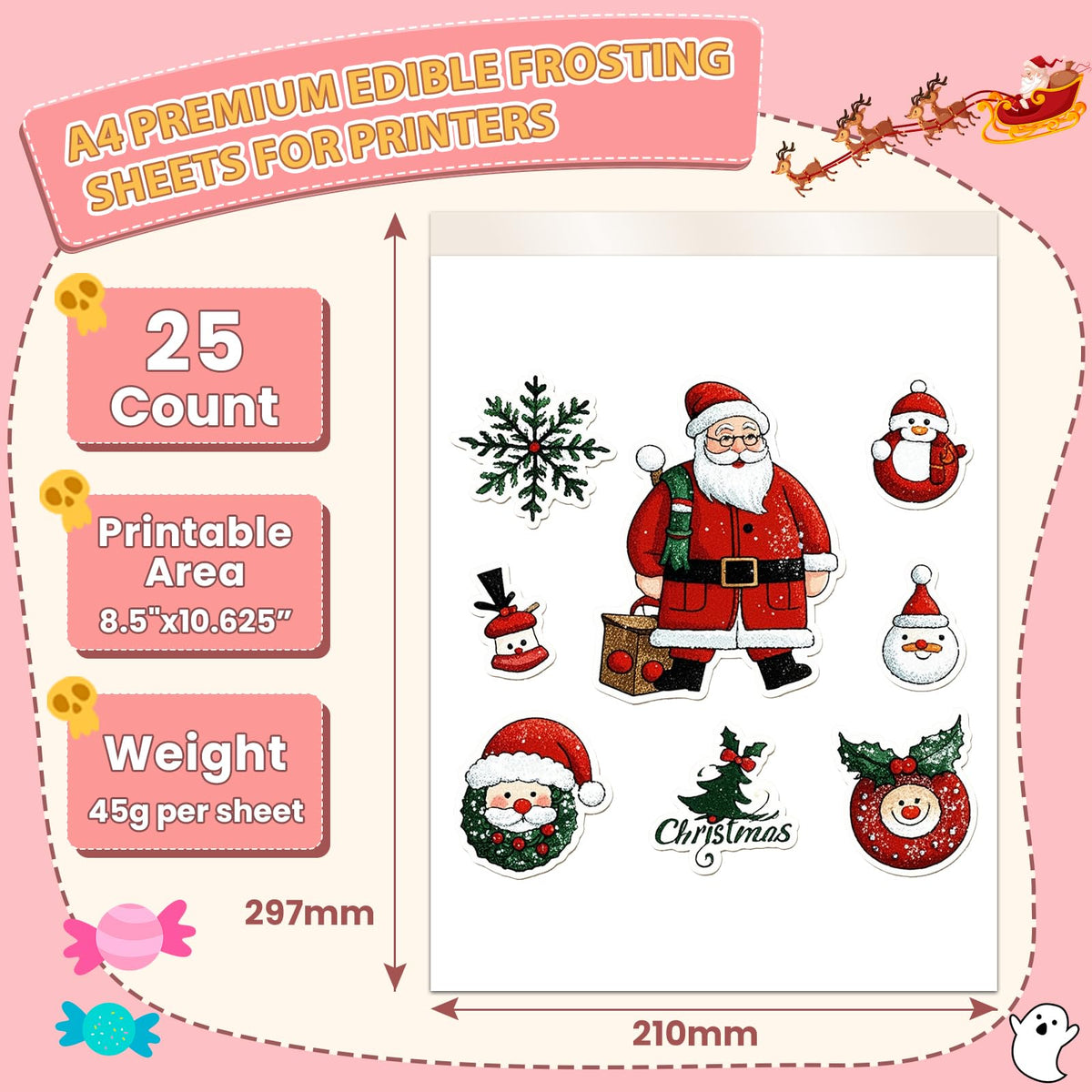 ELFLUENT 25-count edible paper pack ideal for multi-sheet cake projects.
