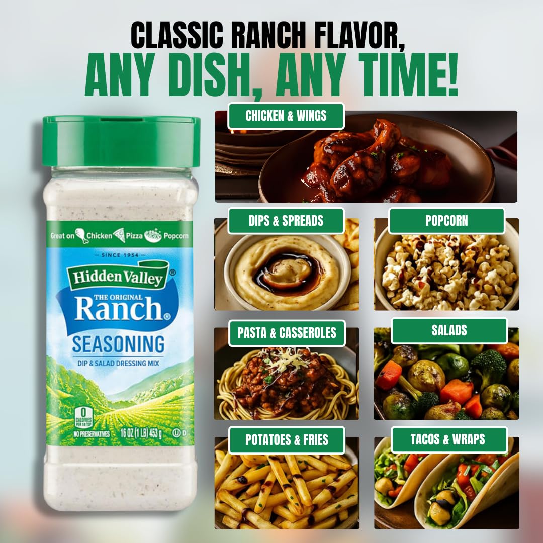 ELI&VAL Hidden Valley Ranch powder being dispensed for quick flavoring.