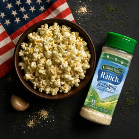 ELI&VAL Hidden Valley Ranch powder dusted on popcorn for savory crunch.