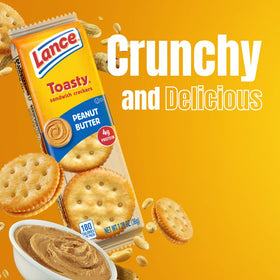 Open Lance Toasty pack shows creamy peanut butter between crispy crackers