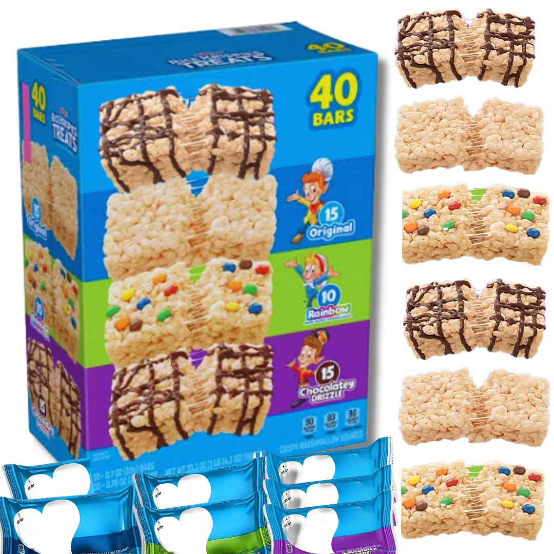 ELI&VAL marshmallow rice treats 40ct bulk ideal lunchbox snacks for kids.