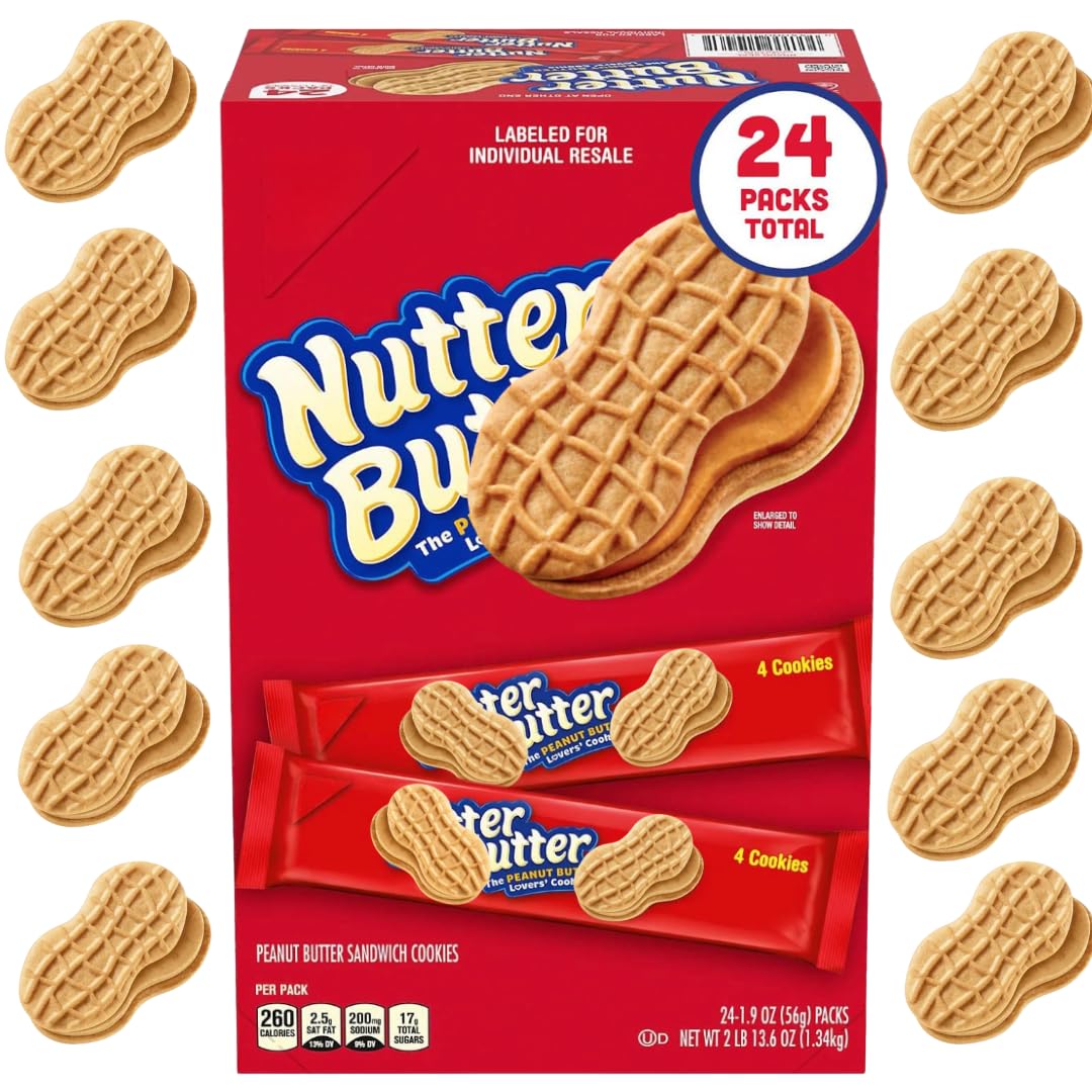 ELI&VAL Nutter Butter cookies 24-pack on the package, ideal for on-the-go snacking.