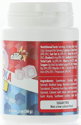 Elite Bazooka gum cubes reseal-cap shot emphasizes portability and freshness.